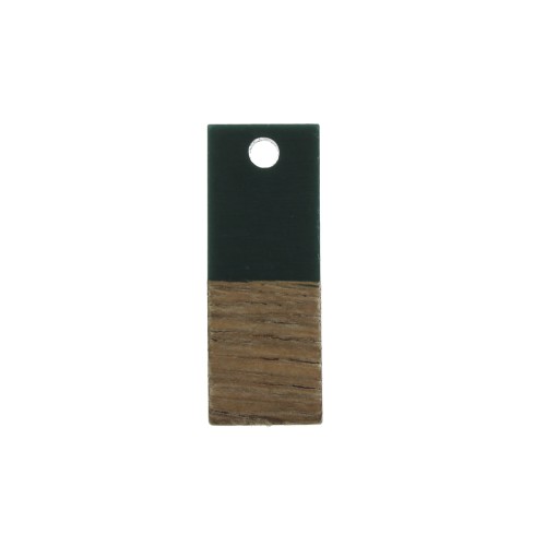23x9mm wood-effect rectangle resin pendant - Fir Green / Brown x1