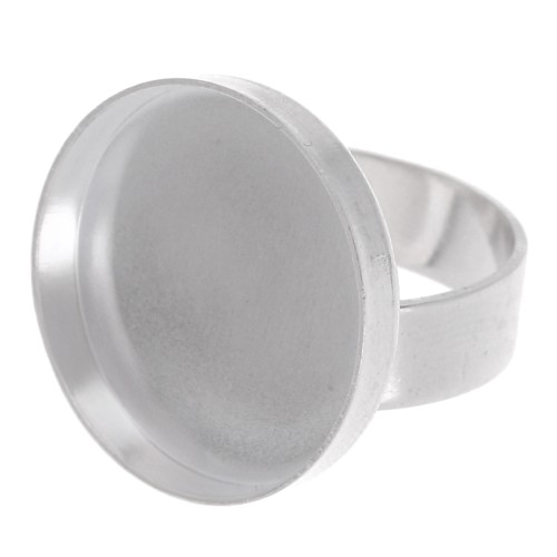 Round adjustable ring 22 mm - Silver x1