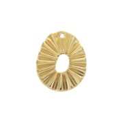 22x18mm Zamac pleated effect oval pendant - fine Gold plated x1|raw }}
