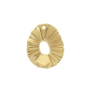 22x18mm Zamac pleated effect oval pendant - fine Gold plated x1