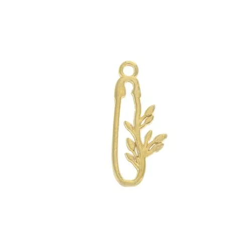 22x9.5mm Zamac pin charm with leaves - fine Gold plated x1