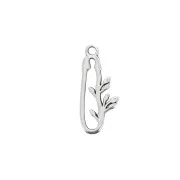 22x9.5mm Zamac pin charm with leaves - Antique Silver Plating x1