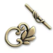Bronze tone Flower toggle clasp 24mm x1