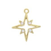 14x12mm Brass North Star Charm with zirconium oxide - Gold plated x1|raw }}