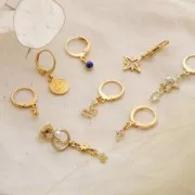 12.7x7mm Brass Snake Charm with zirconium oxide - Gold plated x1