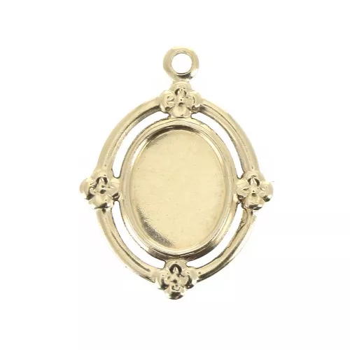 18x13.5mm Fine oval pendant for 8x6mm flat back cabochon - Gold filled x1