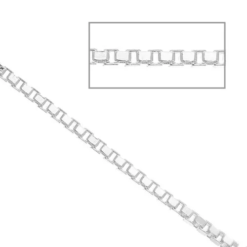 925 Sterling silver 1mm Venetian - Diamond cut box chain x 50 cm