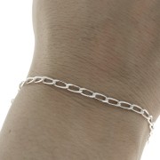 925 Sterling silver 2.70mm Bilbao/4 sided Flat open curb chain x50cm