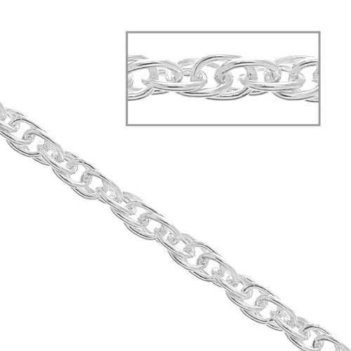 925 Sterling silver 2mm Cordoncillo/Prince of Wales chain x50cm