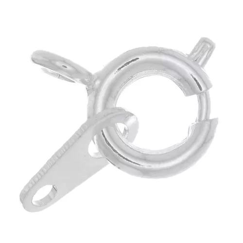 Springing clasp 6mm with tag Silver tone x144
