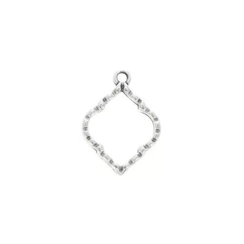 22.5x16.5mm Zamac textured rhombus charm - Antique SilverTone x1
