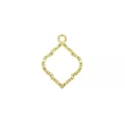 22.5x16.5mm Zamac textured rhombus charm - fine Gold plated x1
