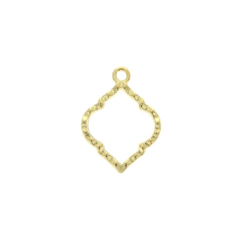 22.5x16.5mm Zamac textured rhombus charm - fine Gold plated x1