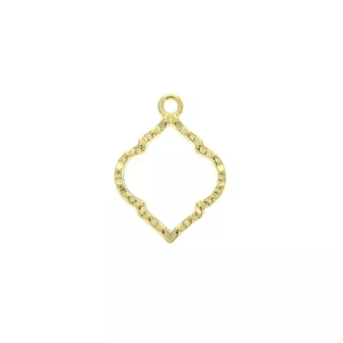 22.5x16.5mm Zamac textured rhombus charm - fine Gold plated x1