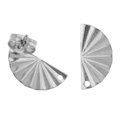 15x7mm Stainless Steel 1-hole semi-circular earstuds x2
