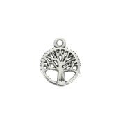 12x10mm Zamac round charm - Tree of life - Antique Silver Plating x1