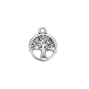 12x10mm Zamac round charm - Tree of life - Antique Silver Plating x1