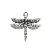 17.5x18 Zamac dragonfly charm - Antique Silver Plating x1