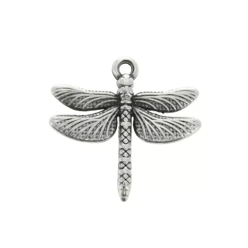 17.5x18 Zamac dragonfly charm - Antique Silver Plating x1