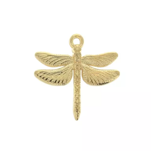 17.5x18 Zamac dragonfly charm - fine Gold plated x1