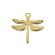 17.5x18 Zamac dragonfly charm - fine Gold plated x1