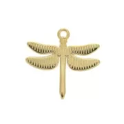17.5x18 Zamac dragonfly charm - fine Gold plated x1