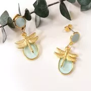 17.5x18 Zamac dragonfly charm - fine Gold plated x1