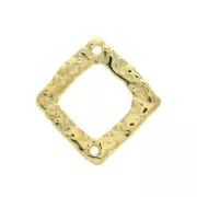 20x19mm 2-hole Irregular hammered openwork rhombus spacer - fine Gold plated x1
