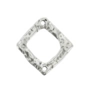 20x19mm 2-hole Irregular hammered openwork rhombus spacer - Antique Silver Plating x1