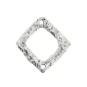 20x19mm 2-hole Irregular hammered openwork rhombus spacer - Antique Silver Plating x1