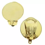 18mm Pad clip earrings with closed ring - Not pierced ears fine Gold plated x2