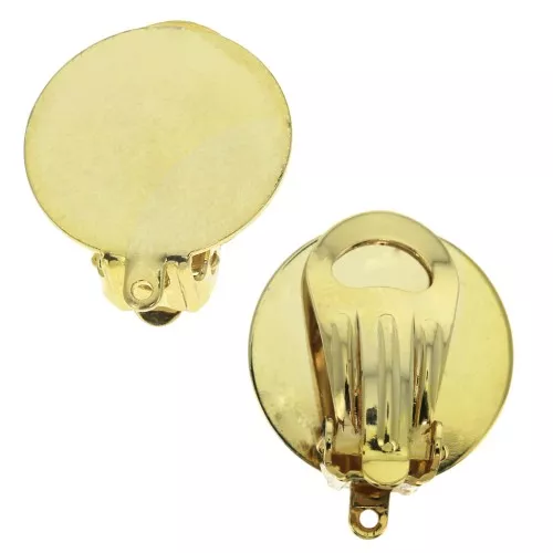 18mm Pad clip earrings with closed ring - Not pierced ears fine Gold plated x2