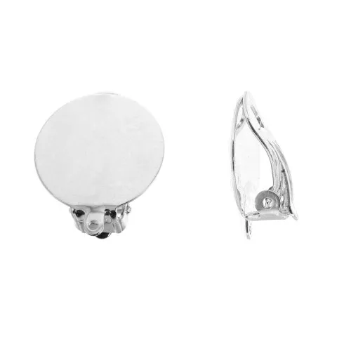18mm Pad clip earrings with closed ring - Not pierced ears fine silver plating x2