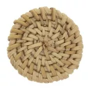 42mm Rattan round-shaped Natural pendant x1