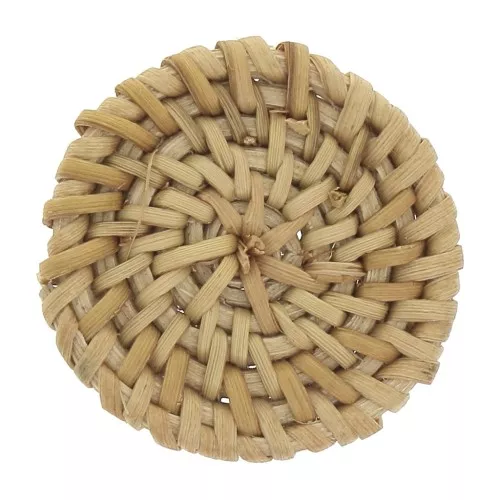 42mm Rattan round-shaped Natural pendant x1