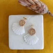 42mm Rattan round-shaped Natural pendant x1