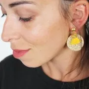 42mm Rattan round-shaped Natural pendant x1