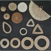 42mm Rattan round-shaped Natural pendant x1