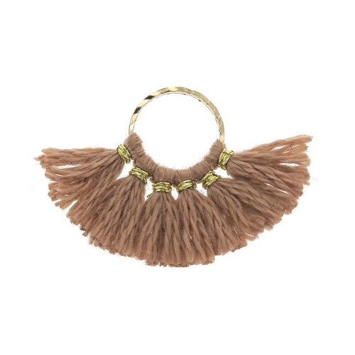 15x20mm Small fan pendant with imitation cotton tassels - Sienna/Gold Tone x1