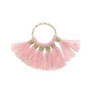 15x20mm Small fan pendant with imitation cotton tassels - Light Pink/Gold Tone x1