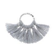 15x20mm Small fan pendant with imitation cotton tassels - Light Grey/Silver Tonex1