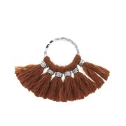 15x20mm Small fan pendant with imitation cotton tassels - Rust/Silver Tone x1|raw }}