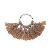 15x20mm Small fan pendant with imitation cotton tassels - Sienna/Silver Tone x1|raw }}