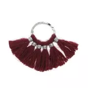 15x20mm Small fan pendant with imitation cotton tassels - burgundy/Silver Tone x1