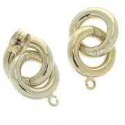 23x13mm Interlaced round earstuds with open ring to decorate - Gold Tone x2