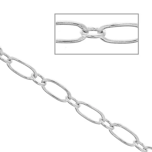 3 mm cable figaro chain (1x1) - Silver Tone x1m