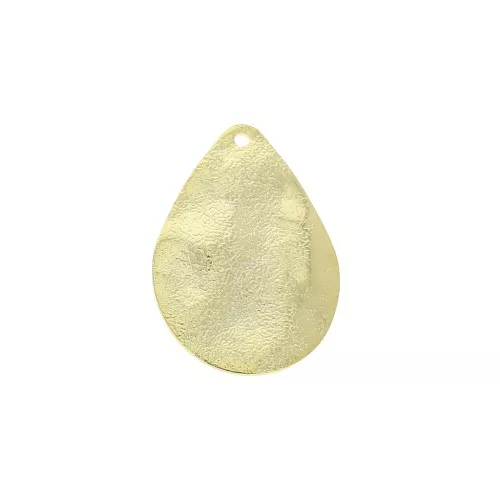 20x14mm Brass wrinkled drop charm - fine Gold plated x1