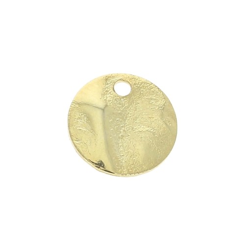 8mm Brass wrinkled charm - Gold Tone x10