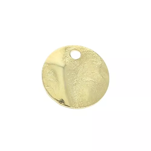 8mm Brass wrinkled charm - Gold Tone x10
