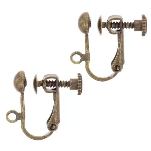 Screwback earrings Bronze tone x2